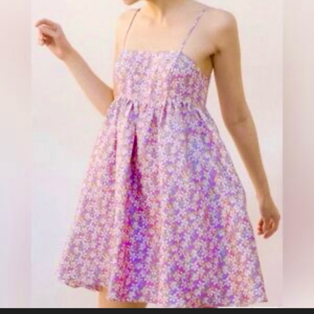 Storia Size Large Floral Shimmer Babydoll‎ Sundress adjustable Straps NEW